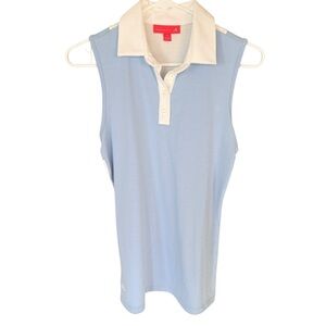 Red Vanly NWT Light Blue White Sleeveless Tennis Golf Pickle Ball Polo Sz Small